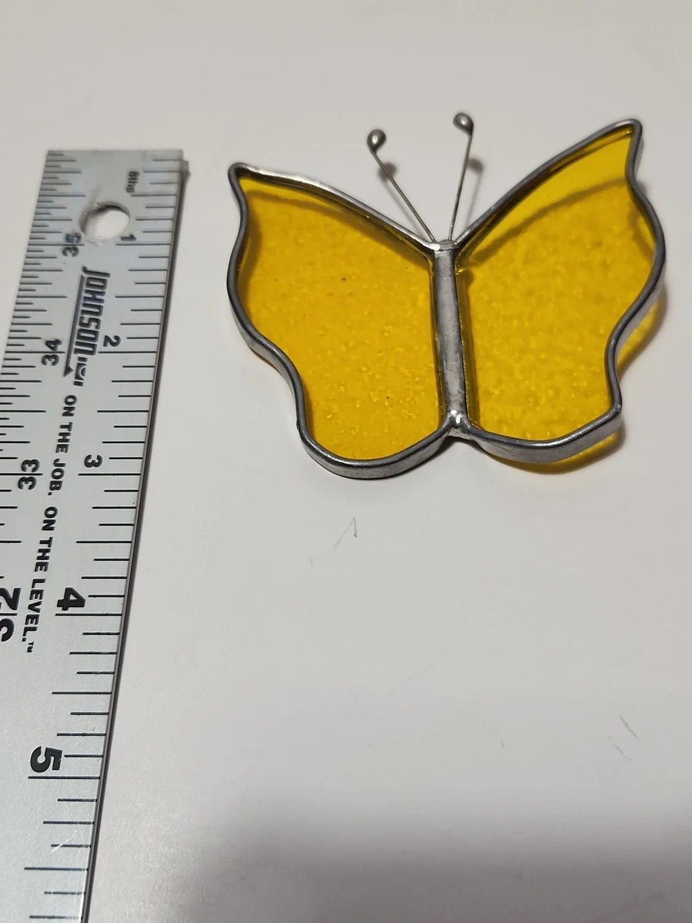 Yellow Blue and red Stained Glass Butterfly Pendant